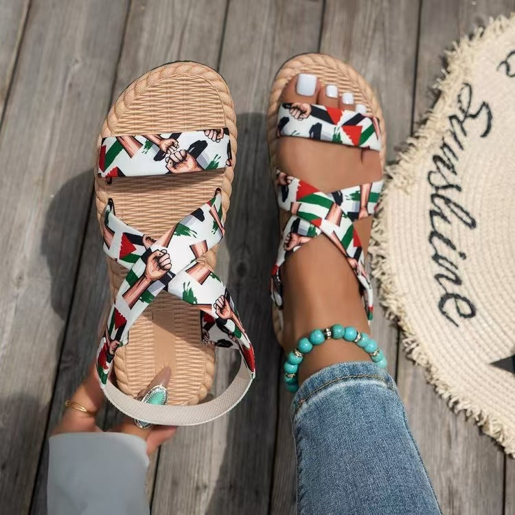 Damen Strand-Sandalen mit elastischen Querriemen und komfortabler Sohle EB