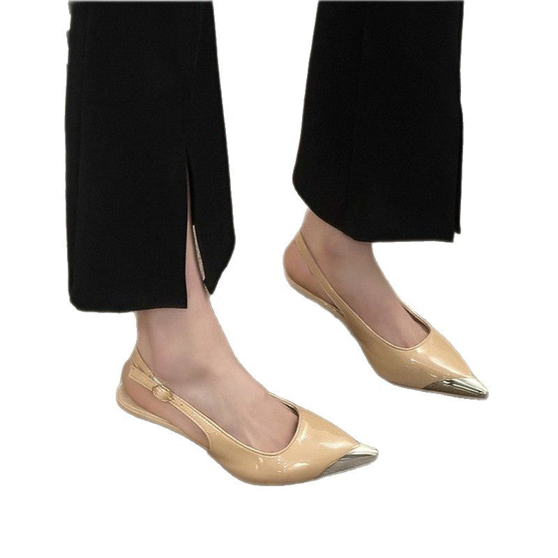 Damen Slingback Pumps mit spitzem Design und glänzendem Metallverschluss EB