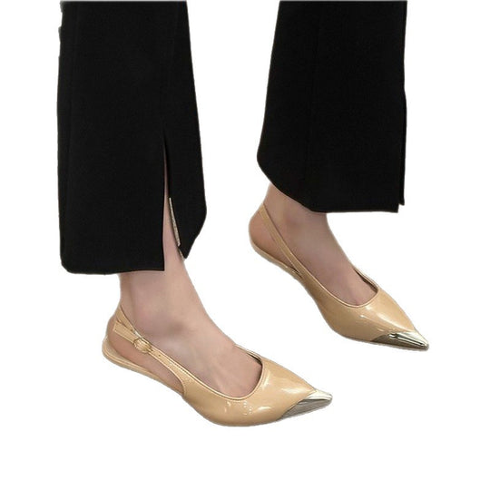 Damen Slingback Pumps mit spitzem Design und glänzendem Metallverschluss EB