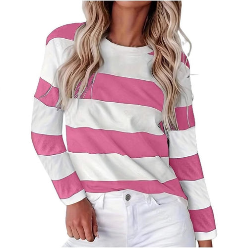 Damen lässiges gestreiftes Langarmshirt EB