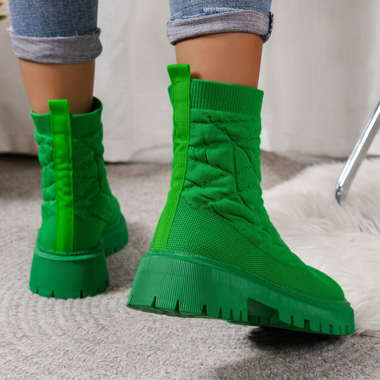 Damen Modische Stiefel mit strukturiertem Obermaterial und rutschfester Profilsohle EB