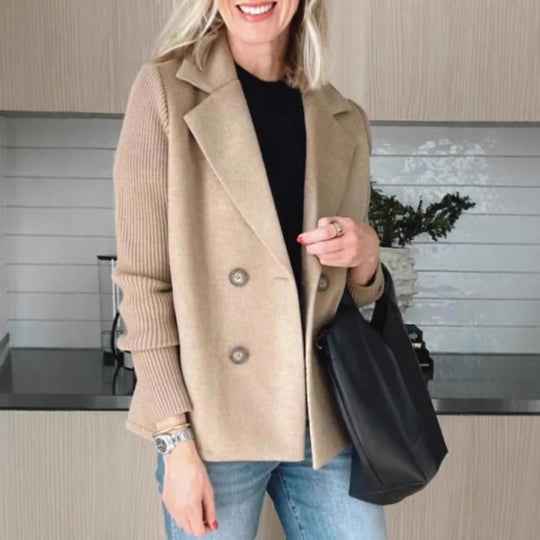 Damen Modischer Blazer mit doppelter Knopfleiste und Rippärmel EB
