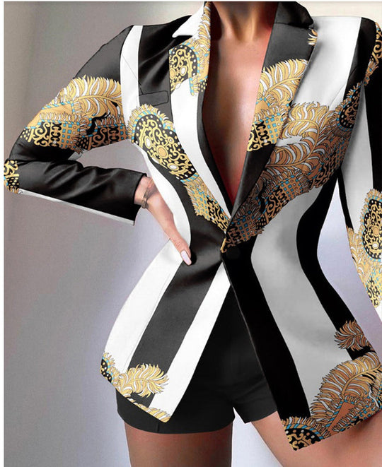 EB | Tailliert Leopardenmuster Eingescnhitte Revers Elegante Aussage