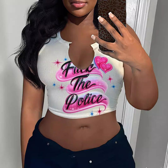 Damen Crop-Top mit auffälligem Schriftzug und lockerer Passform EB