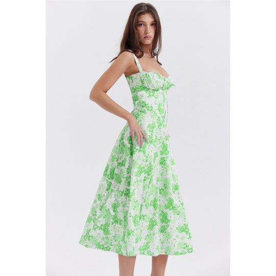 Damen Maxikleid mit floralem Design und elegantem Schlitz EB