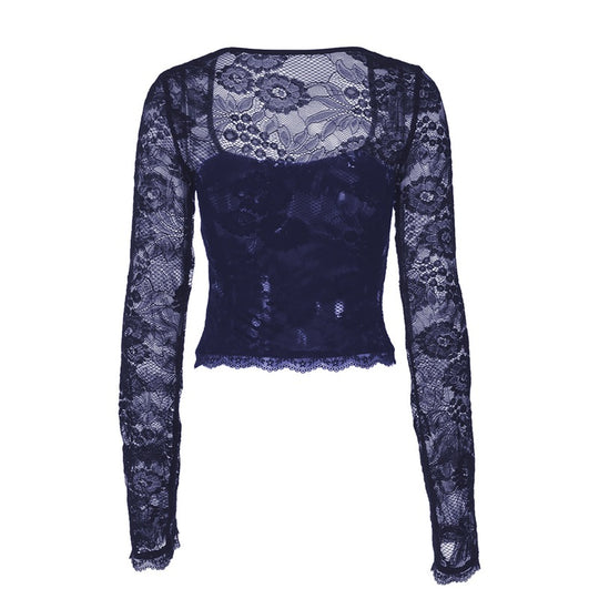 Damen Elegantes Oberteil mit Spitzendetails EB