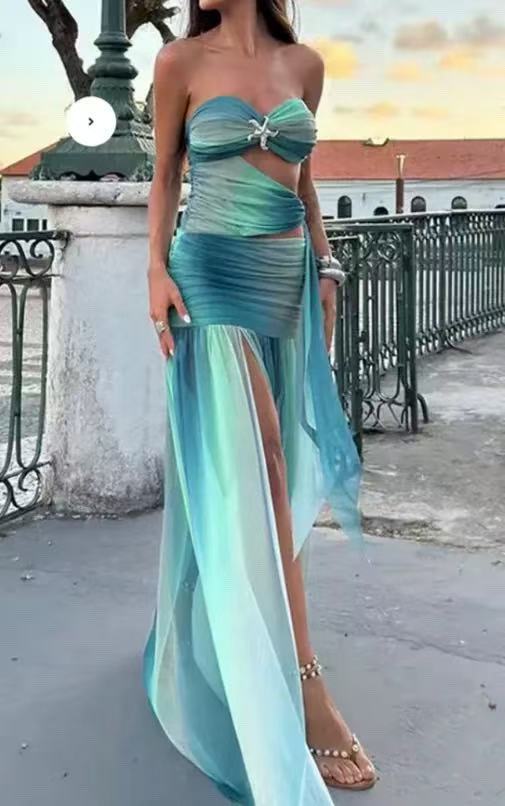 Damen Wickelkleid mit asymmetrischem Saum und verführerischem Schlitz EB