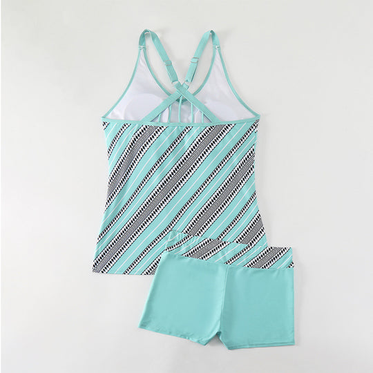 Damen Sportliches Badeanzug-Set mit Kreuzträgern und dynamischem Design EB