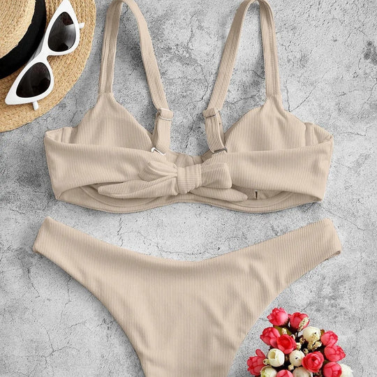 Damen Bügel-Bikini mit feinen Rippendetails EB