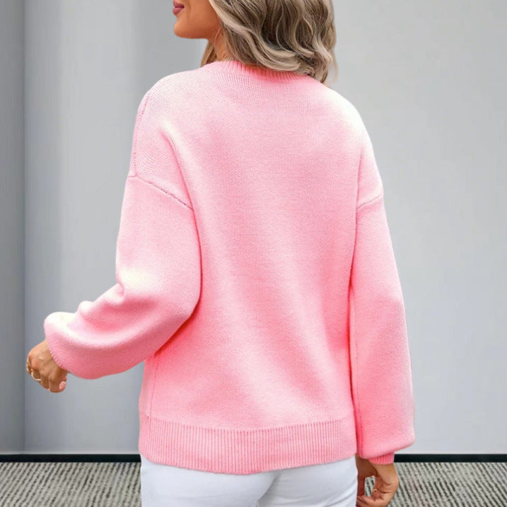 Damen Strickpullover mit charmantem Schleifenmotiv und modischen Details EB