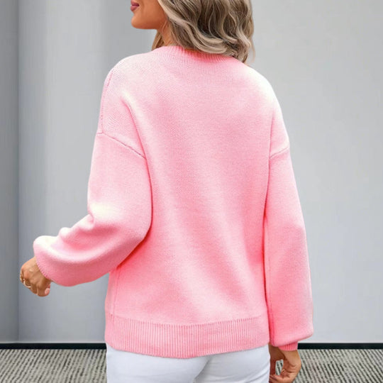 Damen Strickpullover mit charmantem Schleifenmotiv und modischen Details EB