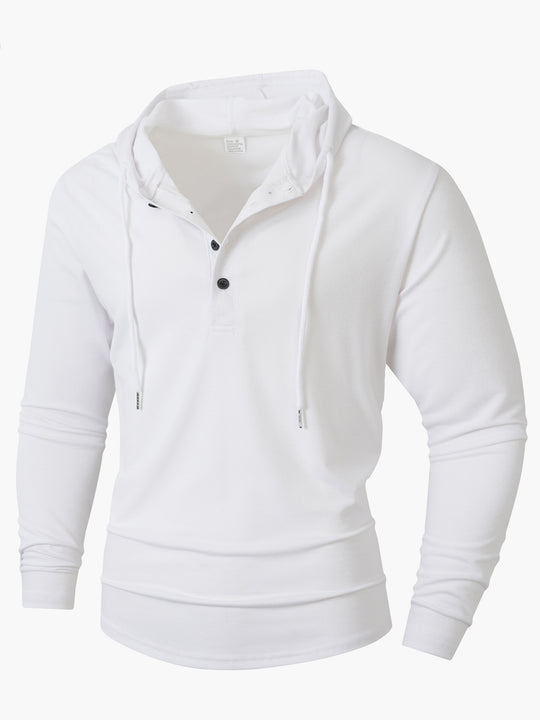 Herren Kapuzenshirt mit modernem Knopfverschluss und atmungsaktivem Stoff EB