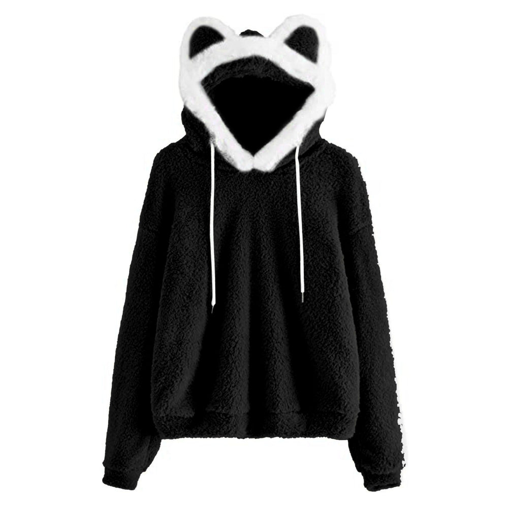 Damen Gemütlicher Kapuzenpullover mit süßem Ohren-Design und kuscheligem Fleece EB