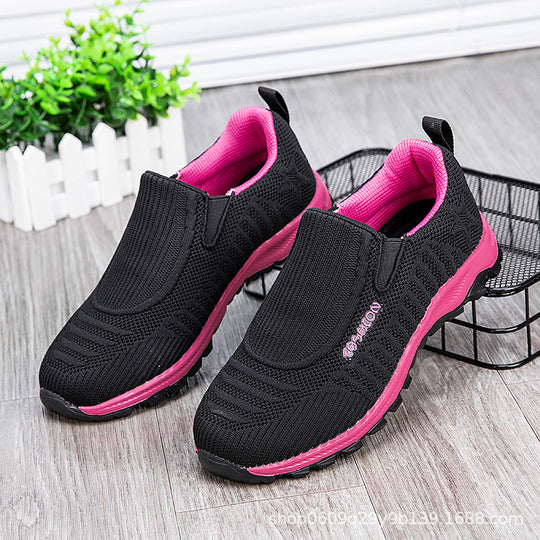 Damen Bequeme Slip-On Laufschuhe mit atmungsaktivem Obermaterial EB