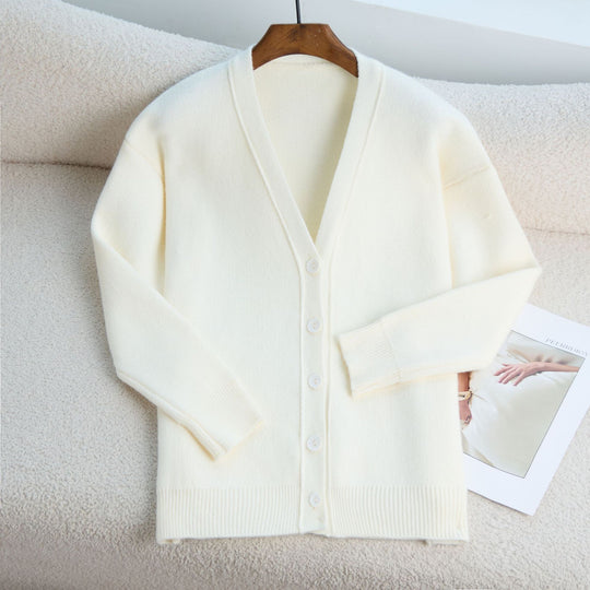 Damen Strick-Cardigan mit V-Ausschnitt und feiner Knopfleiste EB