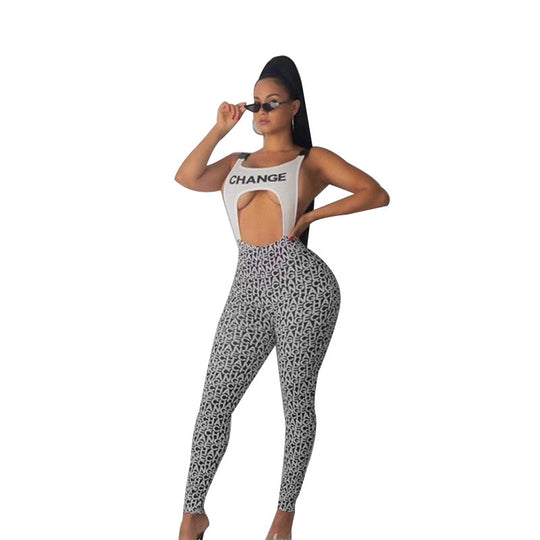 Damen körperbetontes Sport-Outfit mit modischem Print EB