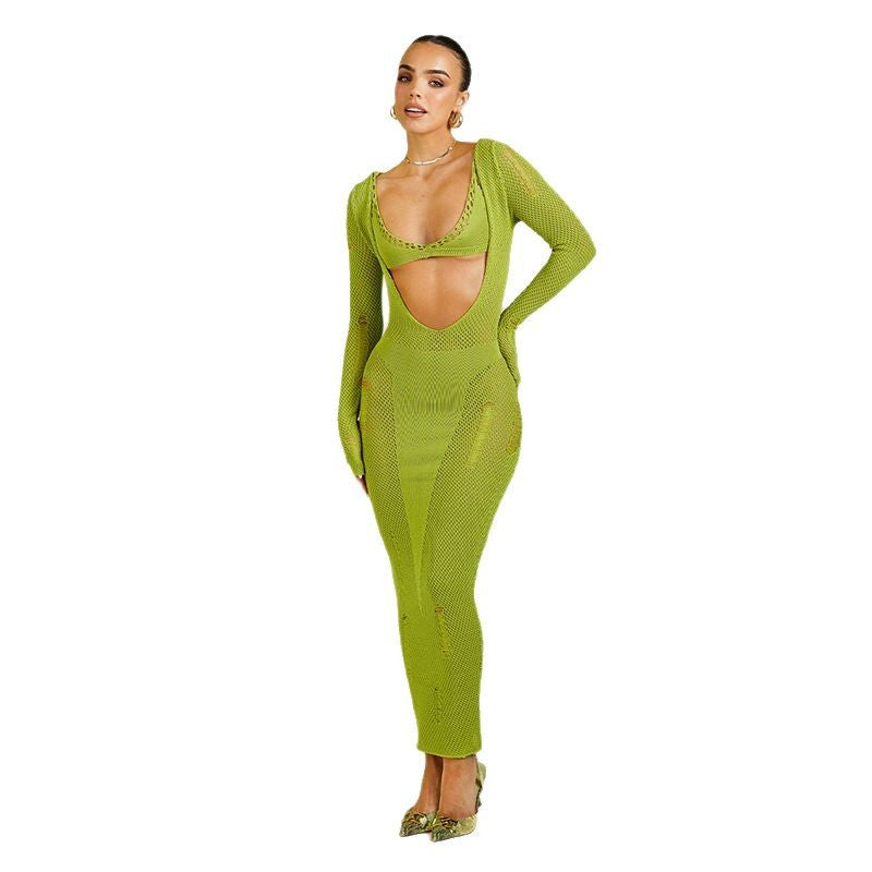 Damen eng anliegendes Netzkleid mit Cut-Out-Details EB