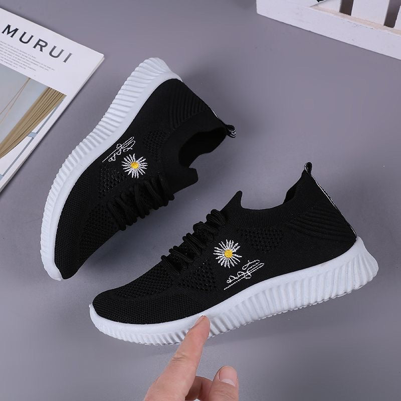 Damen Casual Sneakers mit floralem Motiv und bequemer Gummisohle EB