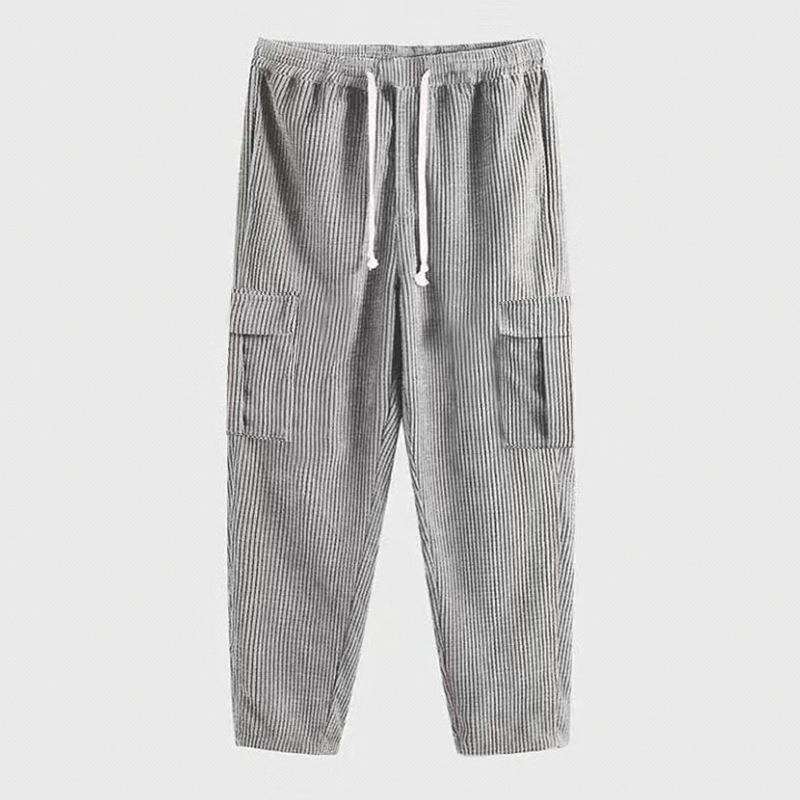 Herren nan Cord-Cargo-Jogginghose mit elastischem Bund, Kordelzug und aufgesetzten Klappentaschen EB