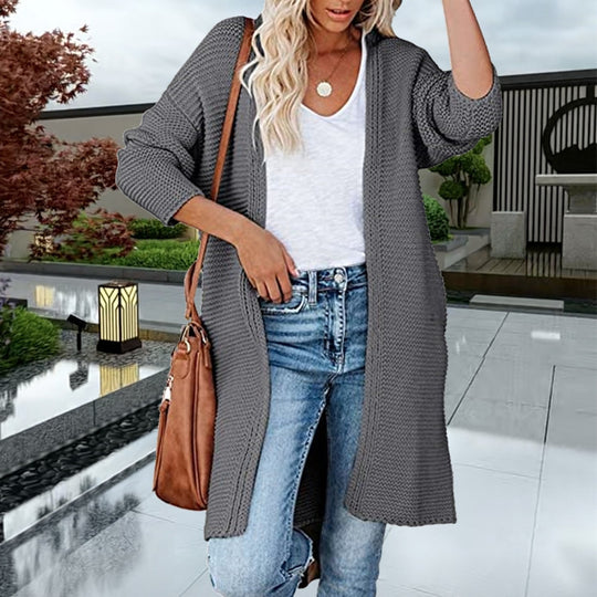 Damen Grobstrick-Cardigan mit offenen Fronten und praktischen Taschen EB
