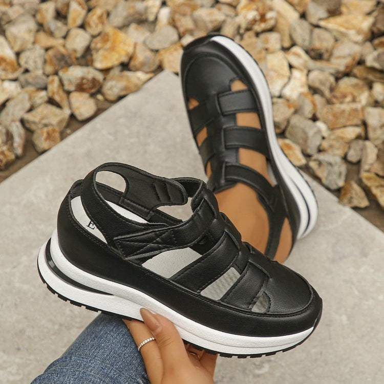 Damen Komfortable Wedge-Sandalen mit atmungsaktiven Riemen EB