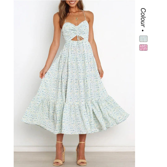 Damen Maxikleid mit raffiniertem Cut-Out und fließendem Rock EB