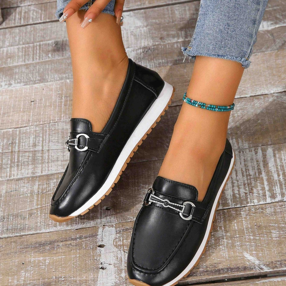 Damen Elegante Mokassins mit modischem Schnallen-Detail EB