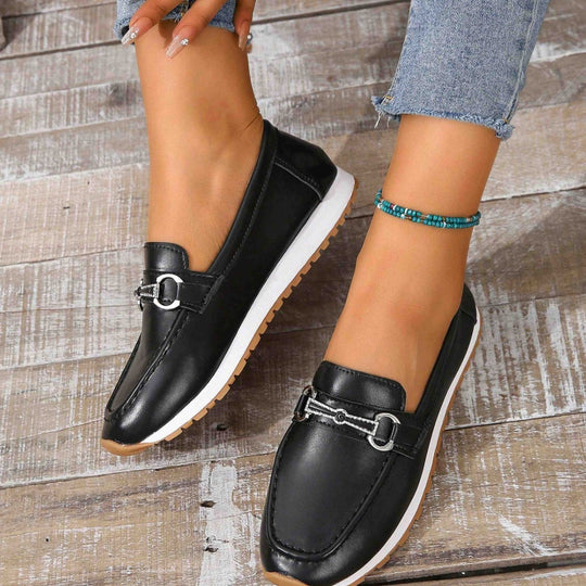 Damen Elegante Mokassins mit modischem Schnallen-Detail EB