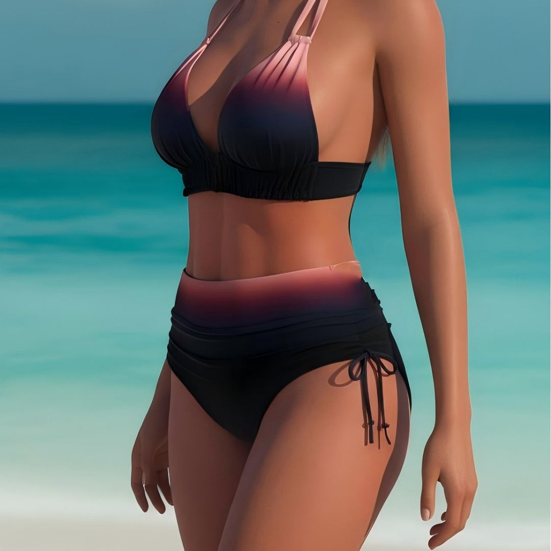 Damen Bikini-Set mit verstellbaren Trägern und hohem Taillenschnitt EB