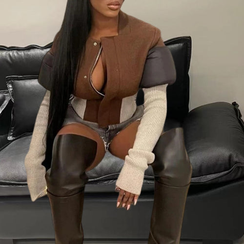 Damen Strickjacke mit modischem Schnitt und kontrastierenden Ärmeln EB