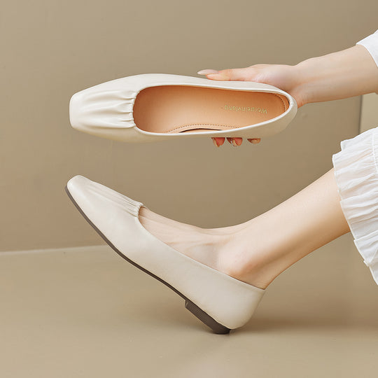 Damen Ballerinas aus hochwertigem Leder mit modischem Faltendesign EB