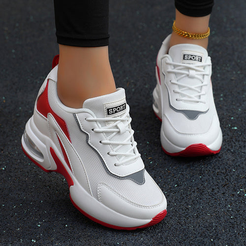 Damen nan luftgepolsterte Plateau-Sneaker mit sichtbarer Fersenluftkapsel und atmungsaktivem Mesh EB