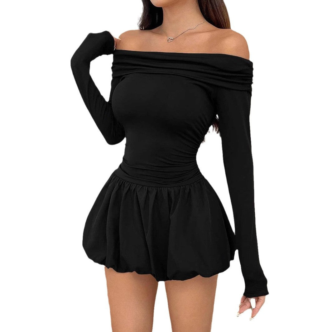 Damen Off-Shoulder Minikleid mit voluminösem Rock EB