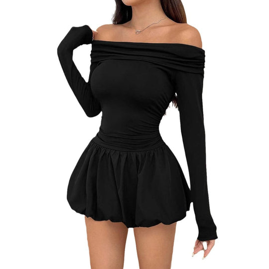 Damen Off-Shoulder Minikleid mit voluminösem Rock EB