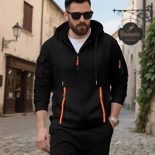 Herren sportlicher Kapuzenpullover mit strukturiertem Design und praktischen Reißverschlusstaschen EB