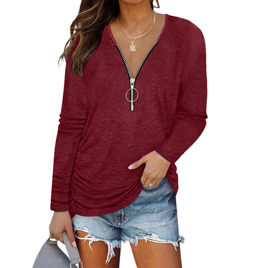 Damen Lässiges Longsleeve mit Zip-Detail EB