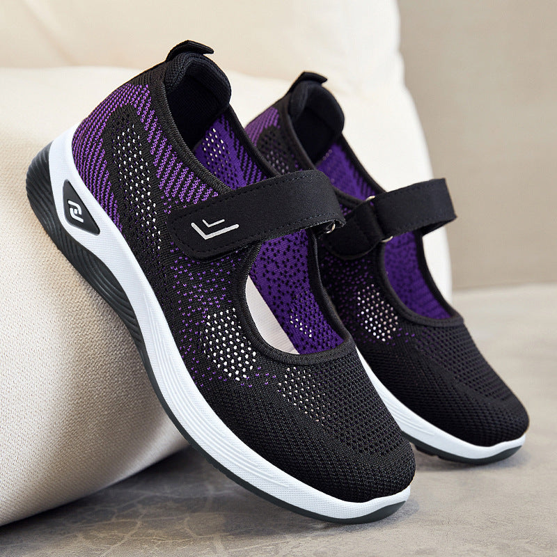 Damen Sportliche Sneakers mit Klettverschluss und atmungsaktiver Netzstruktur EB