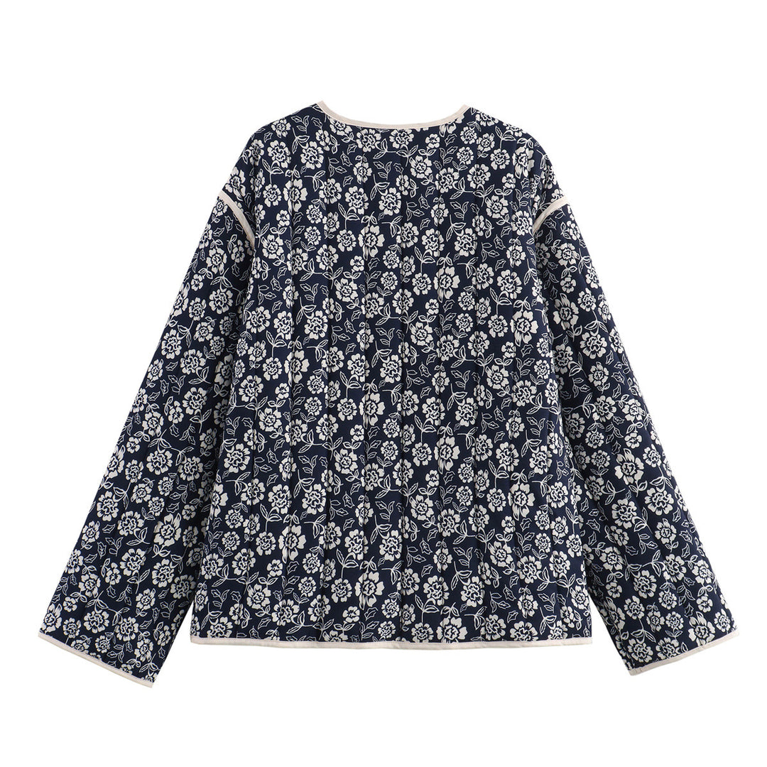 Damen gesteppte Jacke im floralem Design mit praktischen Taschen EB