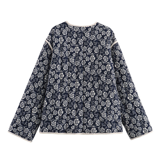 Damen gesteppte Jacke im floralem Design mit praktischen Taschen EB