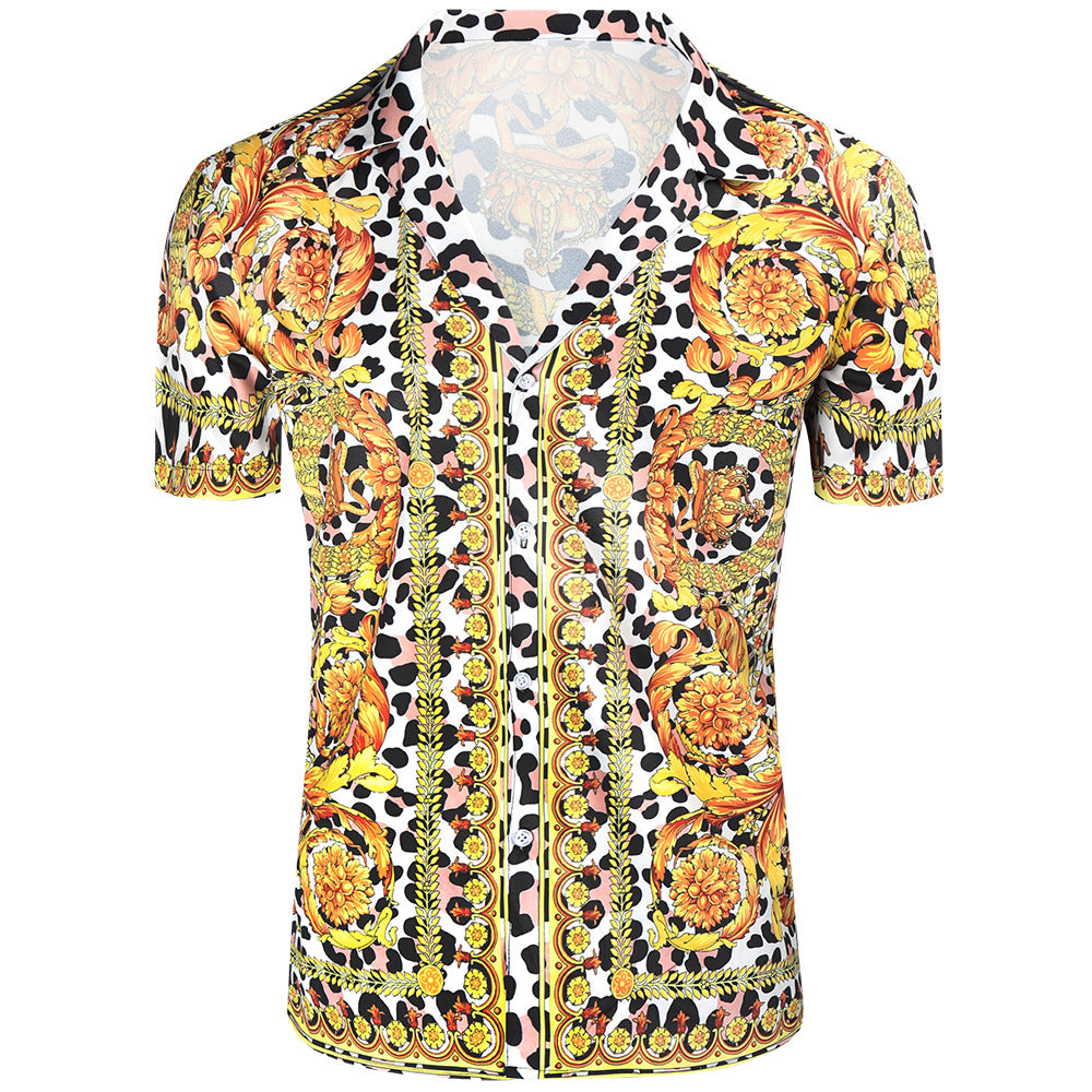 Herren Kurzarmhemd mit extravagantem Druck und luxuriösem Design EB