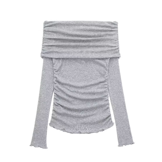 Damen Off-Shoulder Bluse mit Raffung EB