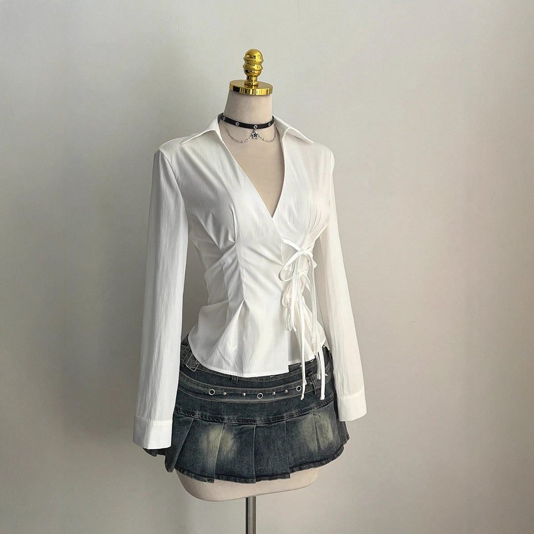 Damen Elegantes Wickeloberteil mit feinen Rüschendetails EB