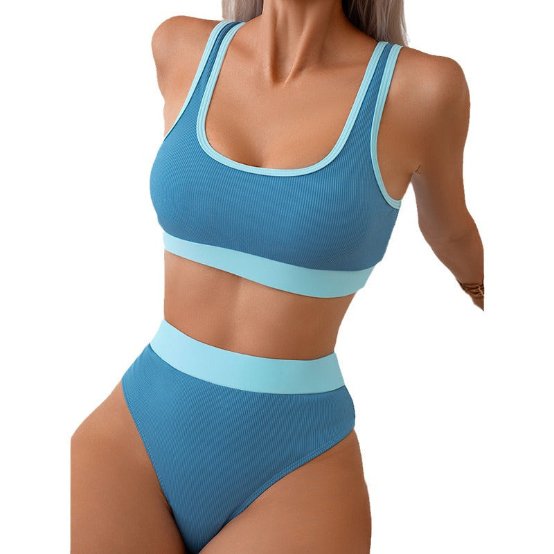 Damen hochgeschnittenes Bikini-Set mit sportlichem Design EB