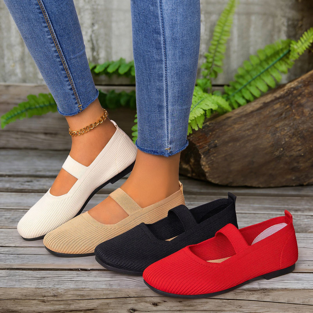 Damen Komfortable Slip-On Ballerinas mit elastischem Riemen EB