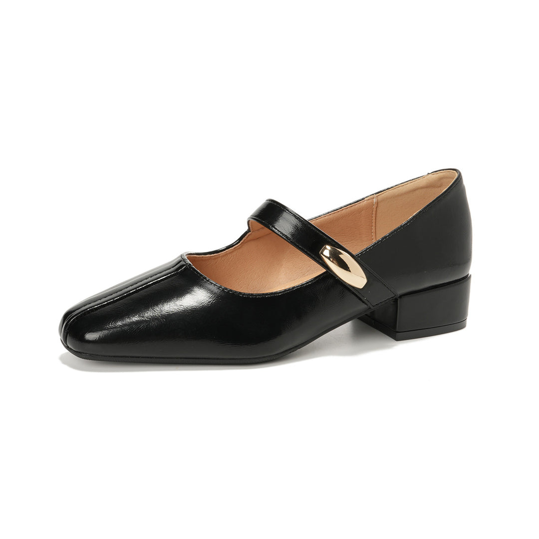 Damen edle Ballerinas mit modischem Riemen und quadratischer Zehenform EB