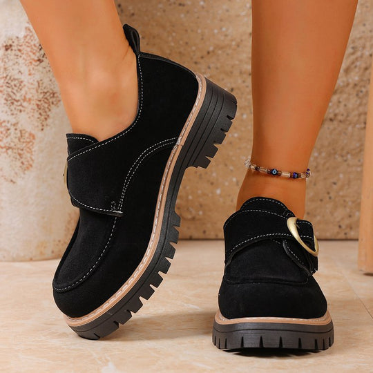 Damen Schnürschuhe mit modischem Riemen und robustem Profil EB