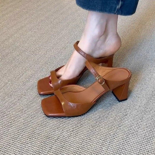 Damen Slingback Sandalen mit modischem Blockabsatz und elegantem Riemendesign EB