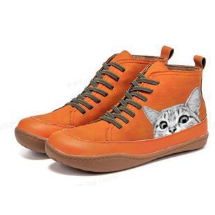 Damen High-Top Sneakers mit künstlerischem Katzenmotiv und bequemer Sohle EB