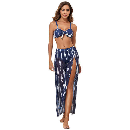 Damen Bikini-Set mit floralem Zufallsmuster und passendem Wickelrock EB