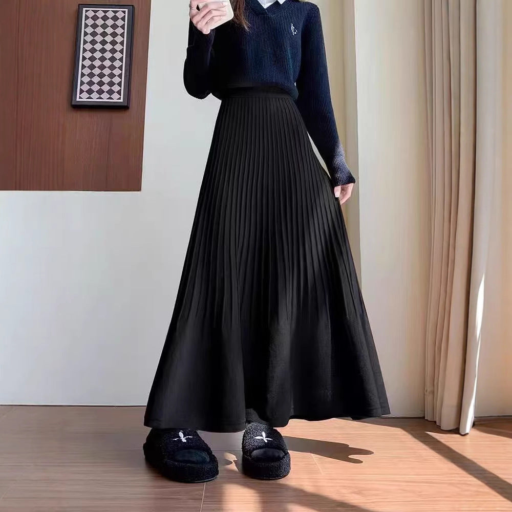 Damen eleganter Faltenrock mit hohem Bund EB